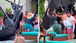 Terrifying scene unfolds as metal cabana frame crashes into packed casino pool area Australia Private Schools